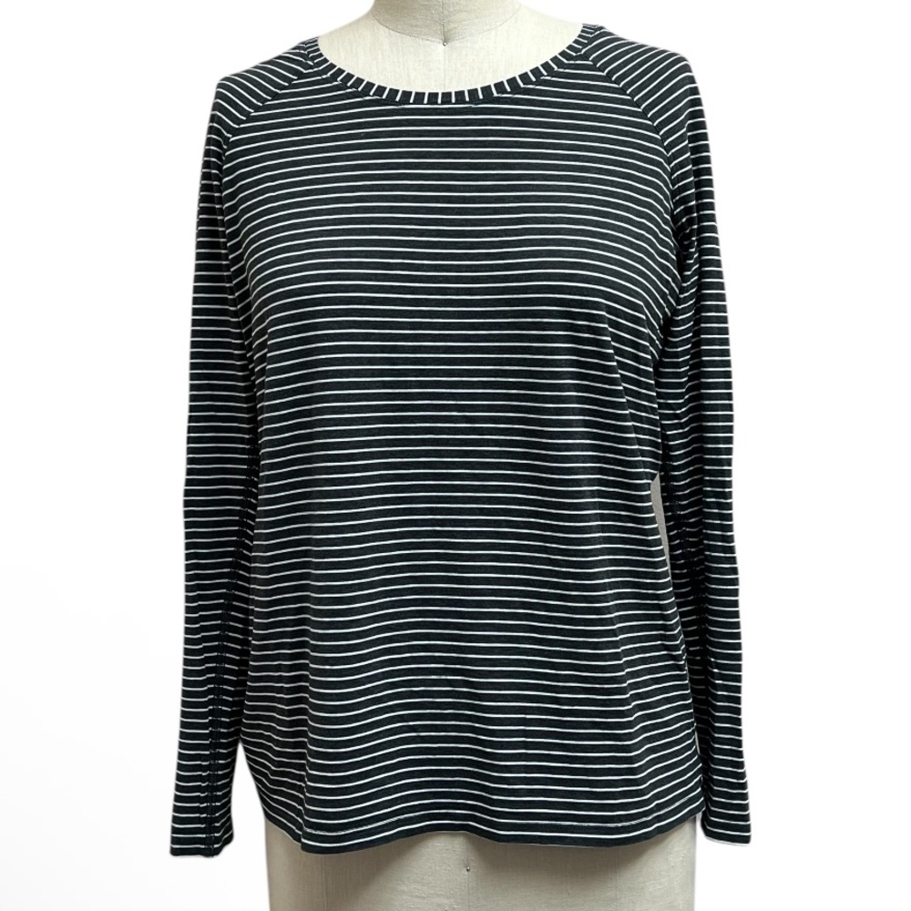 Lululemon Emerald Long Sleeve Modern Stripe Heathered Black White